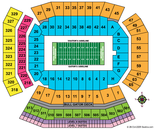 Ben Hill Griffin Stadium Seating Chart With Seat Numbers